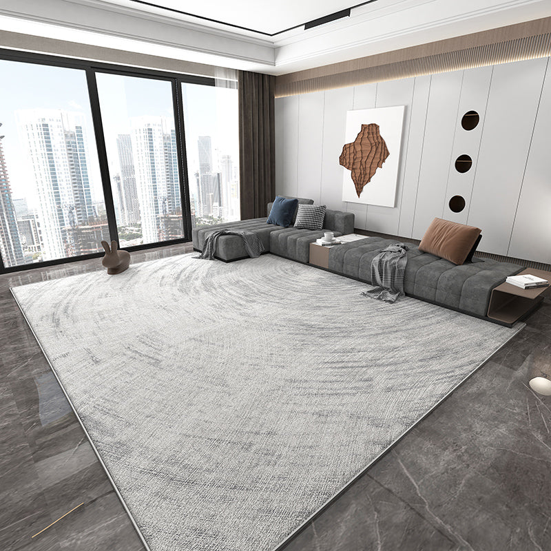 Grey Geometric Print Rug Modern Polyester Area Rug Stain Resistant Carpet for Home Decor