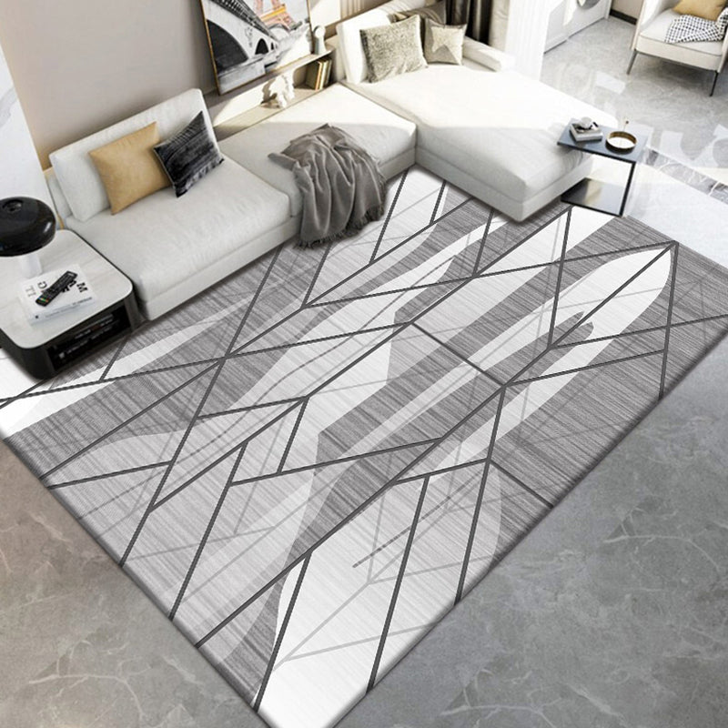 Chic Modern Area Carpet Geometric Print Polyester Area Rug Non-Slip Backing Rug for Home Decor
