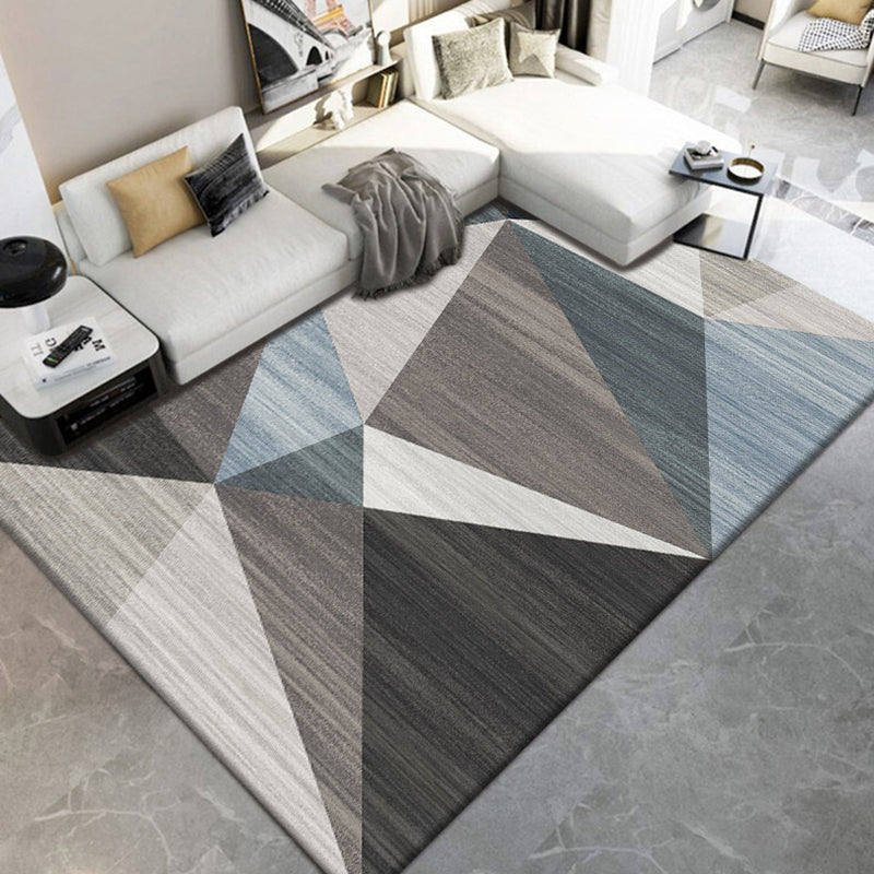 Chic Modern Area Carpet Geometric Print Polyester Area Rug Non-Slip Backing Rug for Home Decor