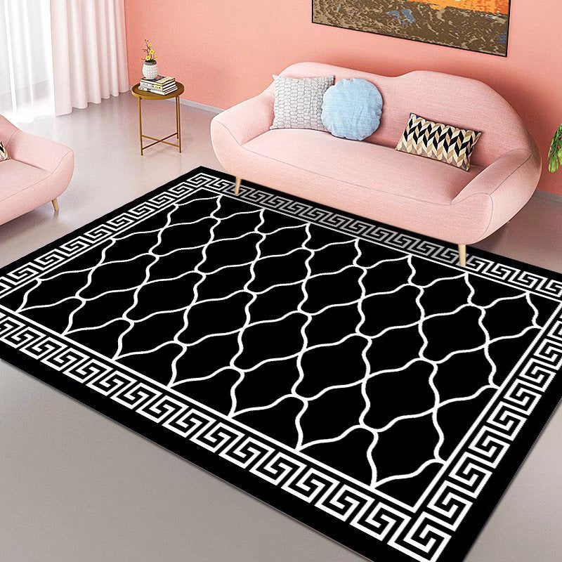 Modern Geometric Rug Morandi Color Indoor Rug Polyester Non-Slip Backing Area Carpet for Living Room