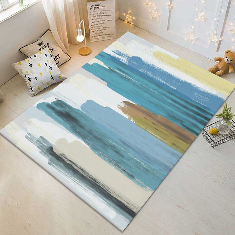 Light Green Minimalist Rug Polyester Graphic Rug Washable Rug for Living Room