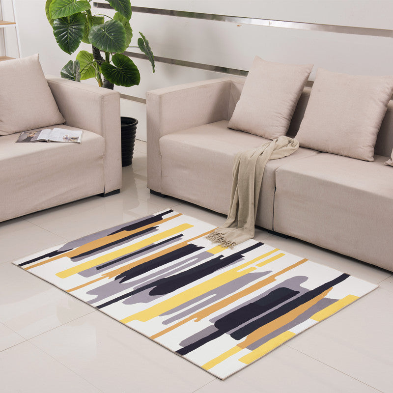 White Modern Rug Blending Graphic Rug Non-Slip Backing Rug for Home Decoration