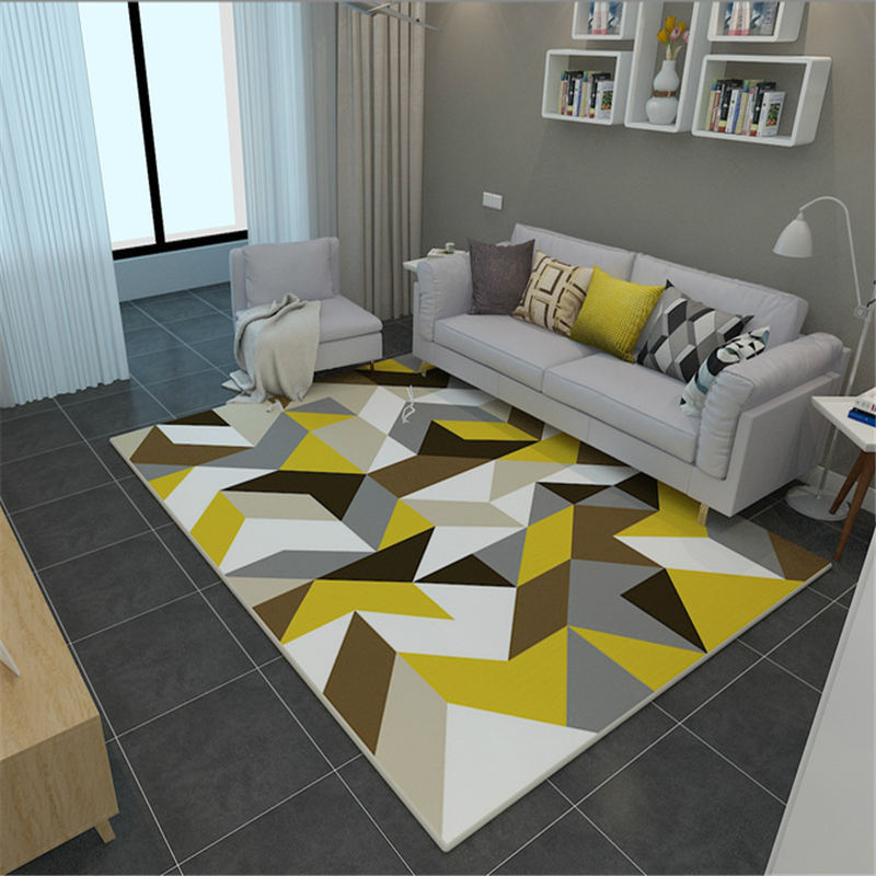 White Modern Rug Blending Graphic Rug Non-Slip Backing Rug for Home Decoration