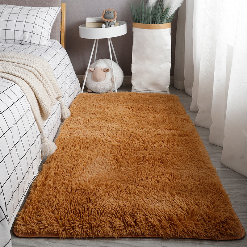 Green Modern Rug Polyester Solid Color Rug Non-Slip Backing Rug for Living Room