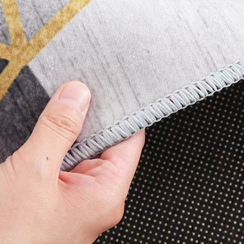 Minimalist Indoor Rug Geometric Pattern Carpet Polyester Stain Resistant Area Rug for Living Room