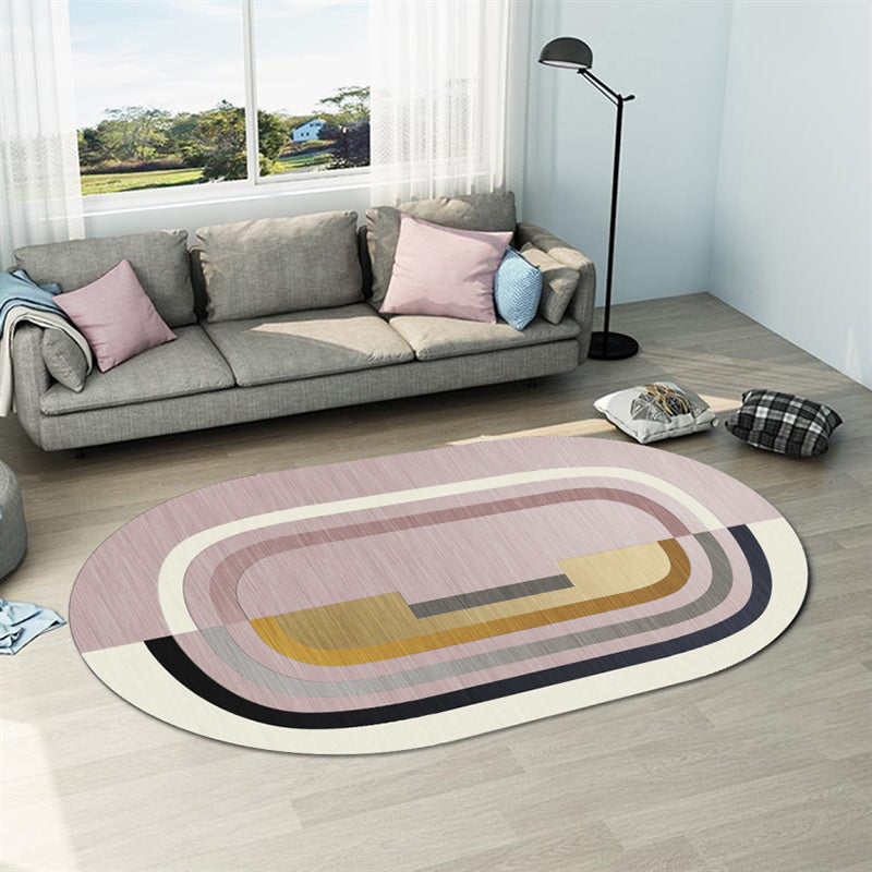 Modern Living Room Area Carpet Geometric Pattern Polyester Area Rug Anti-Slip Easy Care Area Rug