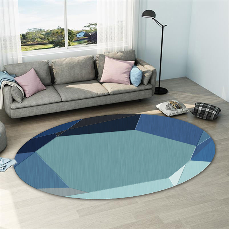 Modern Living Room Area Carpet Geometric Pattern Polyester Area Rug Anti-Slip Easy Care Area Rug