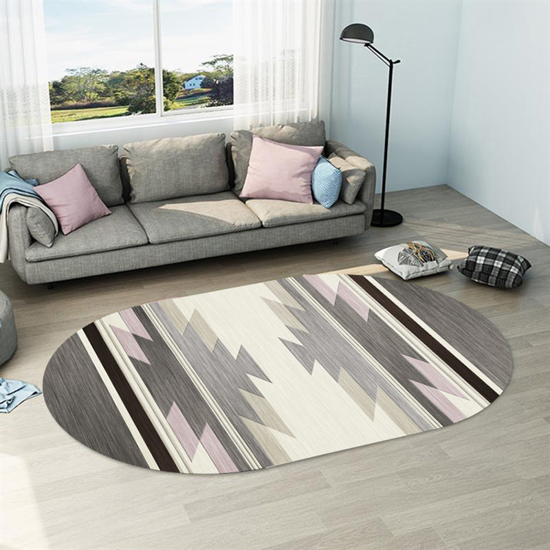 Modern Living Room Area Carpet Geometric Pattern Polyester Area Rug Anti-Slip Easy Care Area Rug