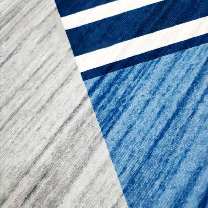 Blue Modern Area Carpet Geometric Print Area Rug Polyester Non-Slip Backing Rug for Home Decor