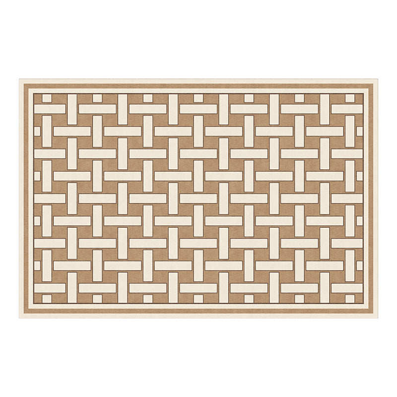 Brown Modern Area Carpet Geometric Pattern Polyester Area Rug Stain Resistant Rug for Home Decor