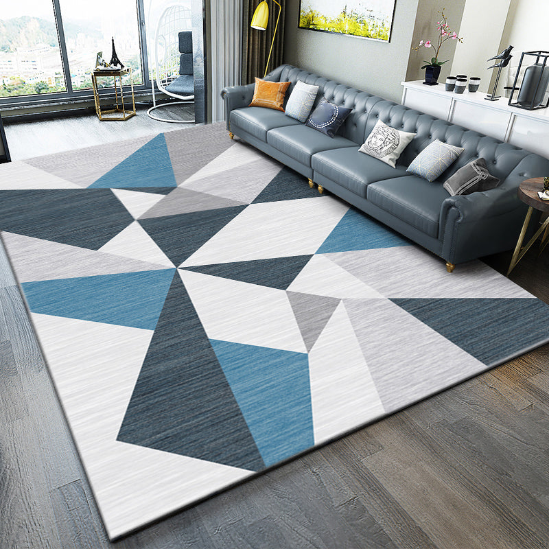 Simplicity Triangle Pattern Rug Polyester Indoor Carpet Stain Resistant Area Rug for Living Room