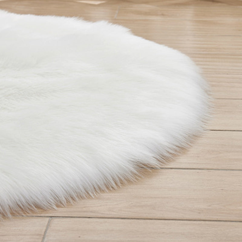 Minimalist Solid Color Rug Simple Round Carpet Polyester Living Room Shag Rug with Non-Slip Backing