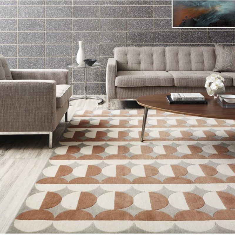 Khaki Tone Geometric Rug Leisure Polyester Area Rug Stain Resistant Carpet for Home Decor
