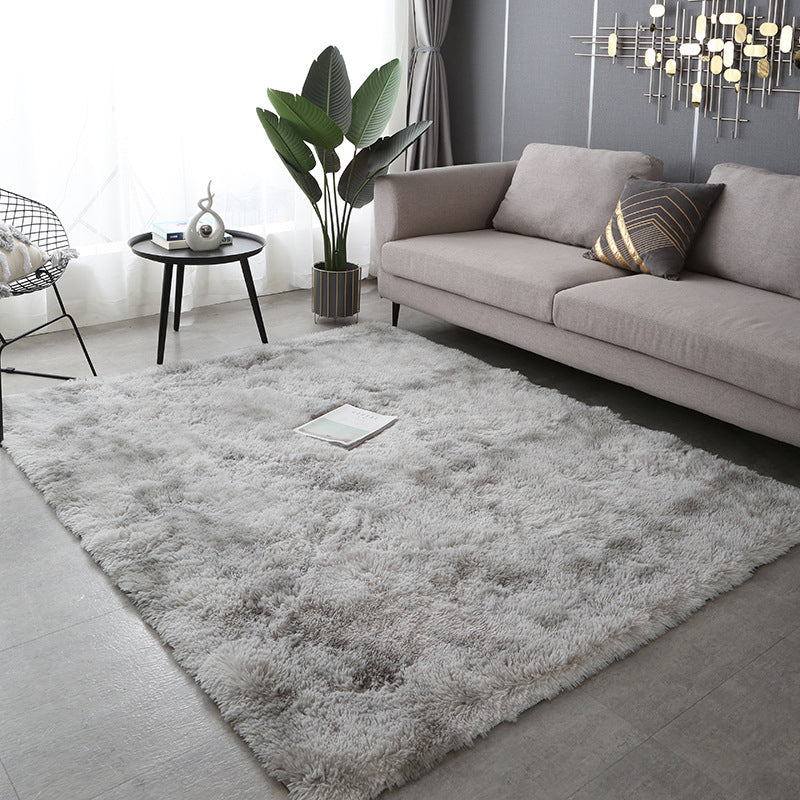 Rapis moderne Tie simple Dye Print Carpet Living Room Polyester Shag Tapis avec un support sans glissement