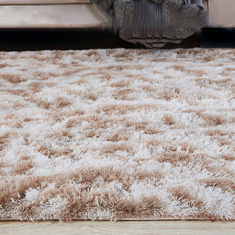 Rapis moderne Tie simple Dye Print Carpet Living Room Polyester Shag Tapis avec un support sans glissement