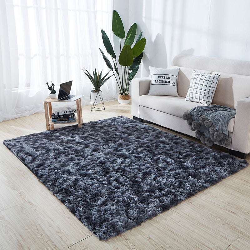 Rapis moderne Tie simple Dye Print Carpet Living Room Polyester Shag Tapis avec un support sans glissement