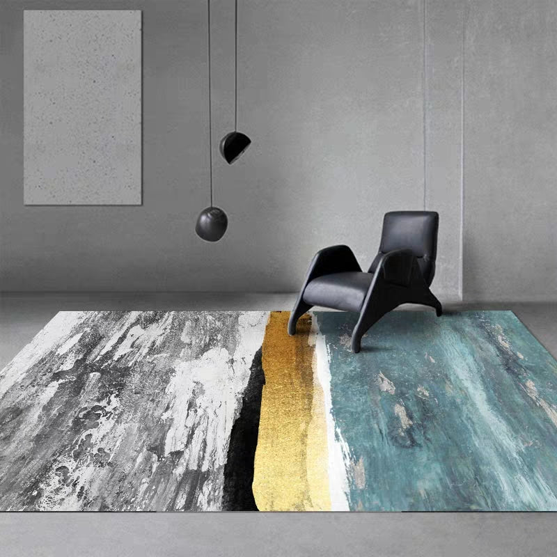 Gold Modern Carpet Polyester Abstract Graphic Carpet Non-Slip Backing Carpet for Home Decor