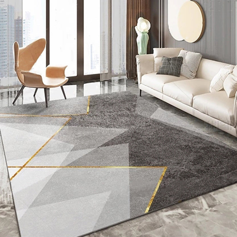 Gold Modern Carpet Polyester Abstract Graphic Carpet Non-Slip Backing Carpet for Home Decor