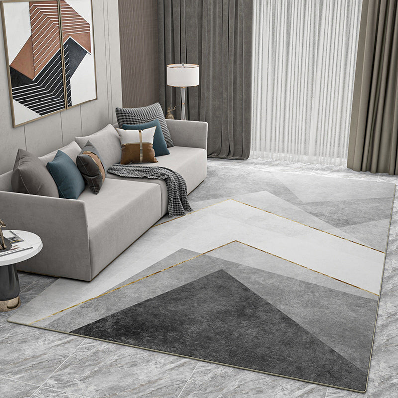 Relaxing Geometric Pattern Rug Polyester Area Carpet Stain Resistant Indoor Rug for Living Room