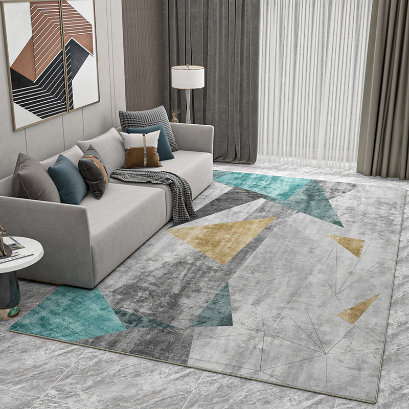 Relaxing Geometric Pattern Rug Polyester Area Carpet Stain Resistant Indoor Rug for Living Room