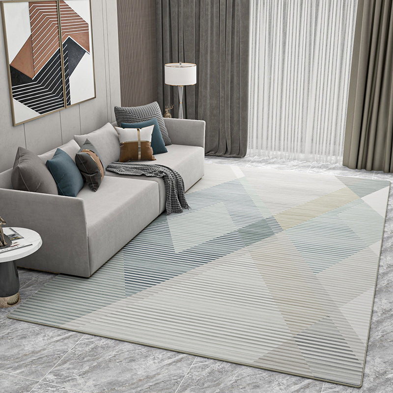 Relaxing Geometric Pattern Rug Polyester Area Carpet Stain Resistant Indoor Rug for Living Room
