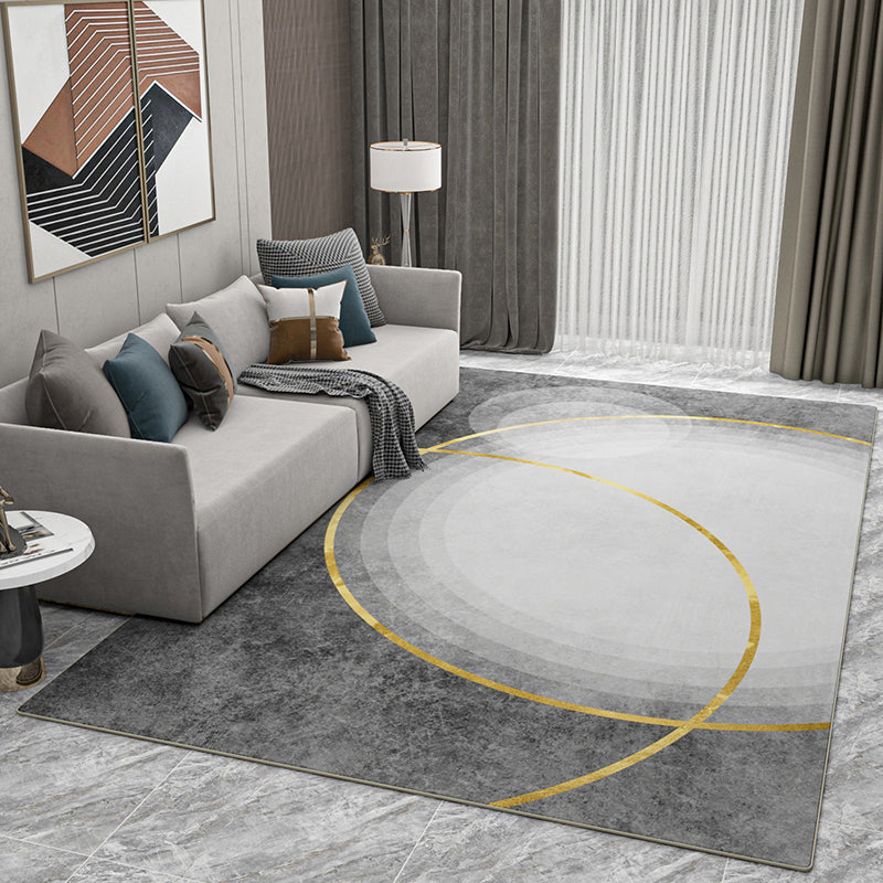 Relaxing Geometric Pattern Rug Polyester Area Carpet Stain Resistant Indoor Rug for Living Room