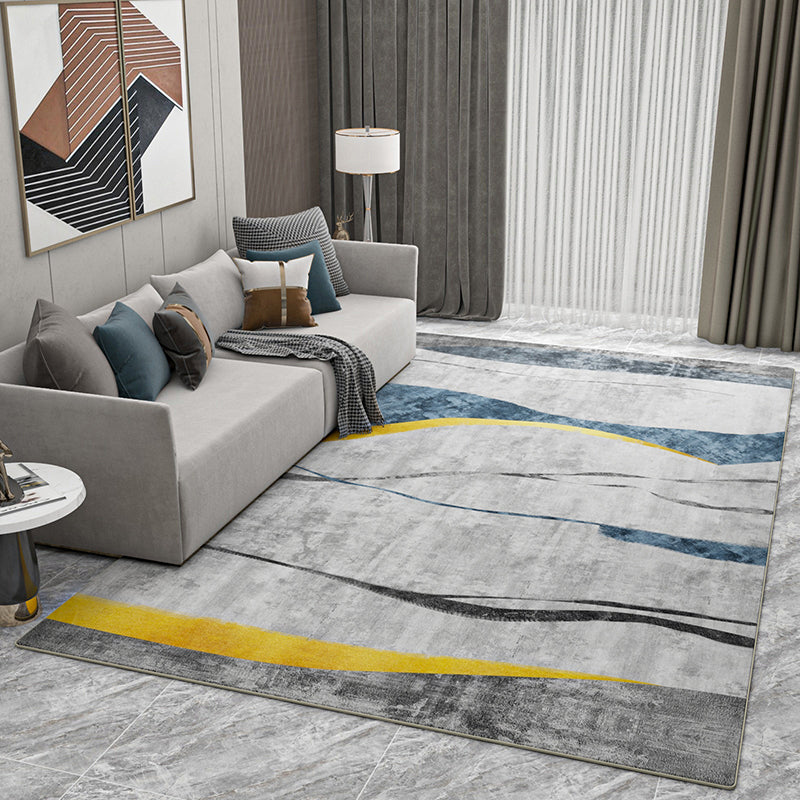 Relaxing Geometric Pattern Rug Polyester Area Carpet Stain Resistant Indoor Rug for Living Room