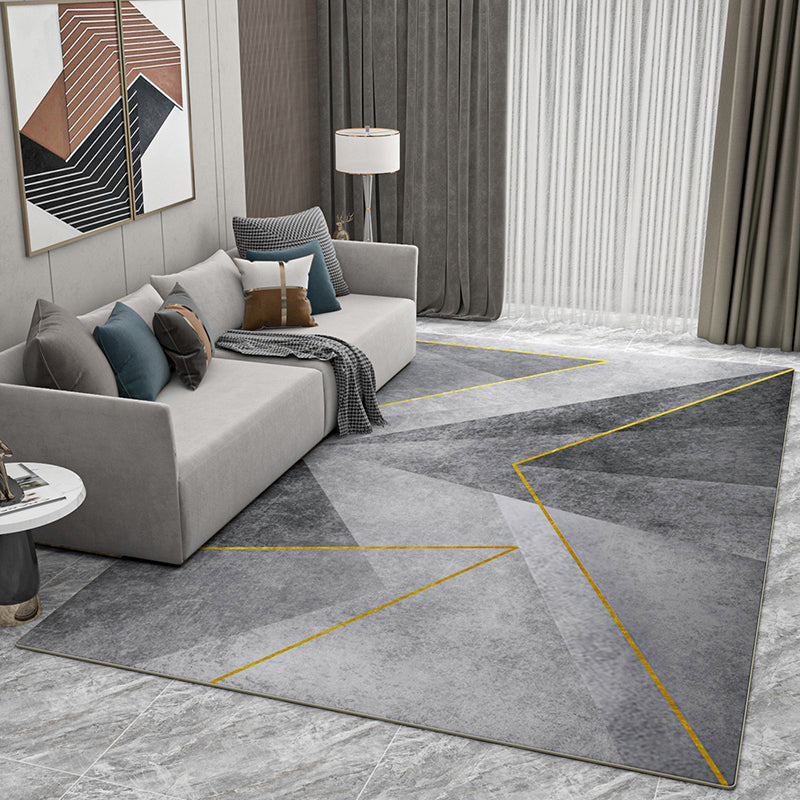 Relaxing Geometric Pattern Rug Polyester Area Carpet Stain Resistant Indoor Rug for Living Room