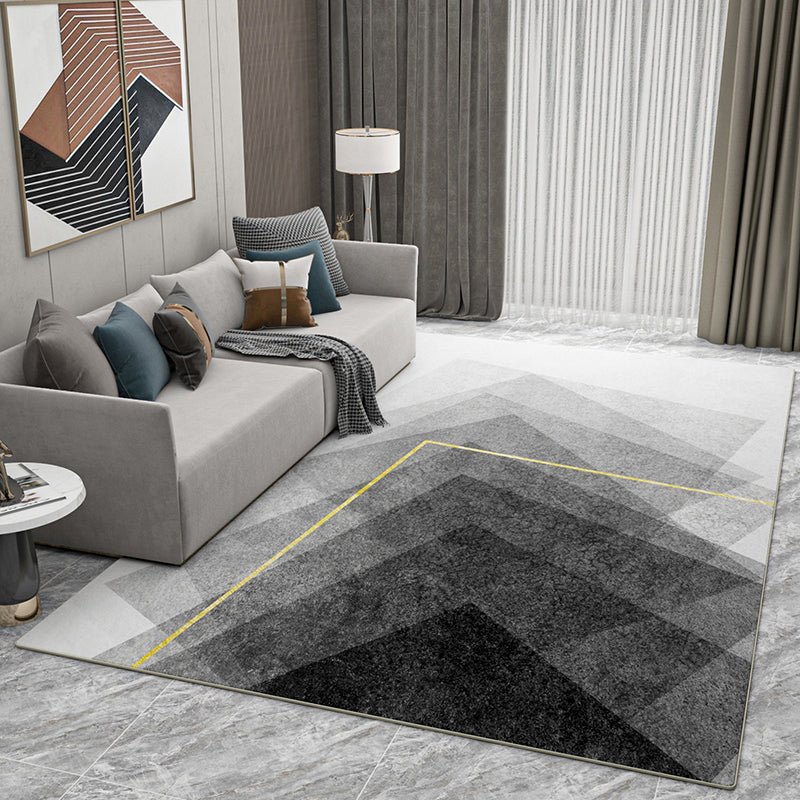 Relaxing Geometric Pattern Rug Polyester Area Carpet Stain Resistant Indoor Rug for Living Room