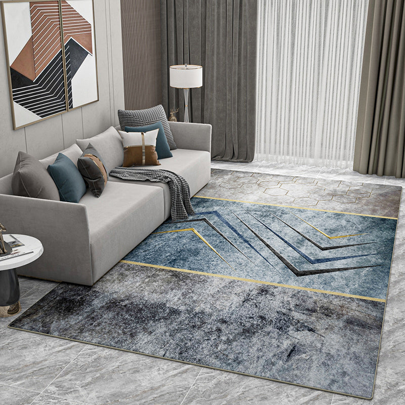 Relaxing Geometric Pattern Rug Polyester Area Carpet Stain Resistant Indoor Rug for Living Room