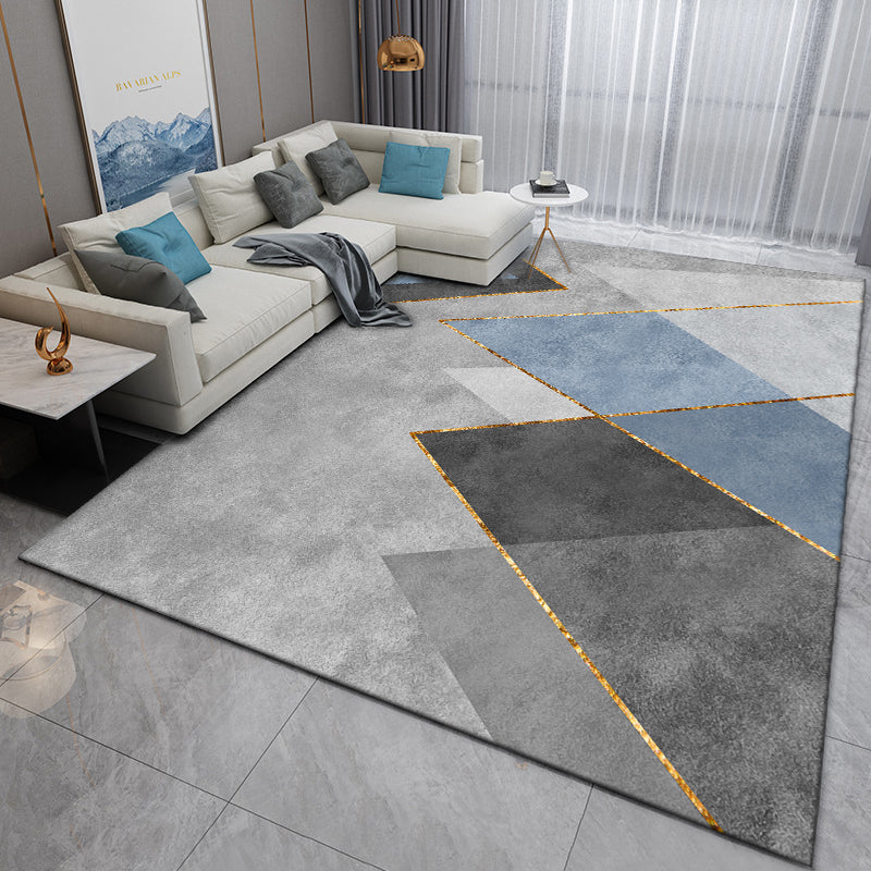Geometric Area Rug Modern Contrast Panel Carpet Polyester Living Room Carpet with Non-Slip Backing