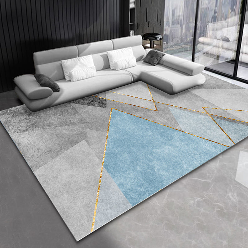 Geometric Area Rug Modern Contrast Panel Carpet Polyester Living Room Carpet with Non-Slip Backing