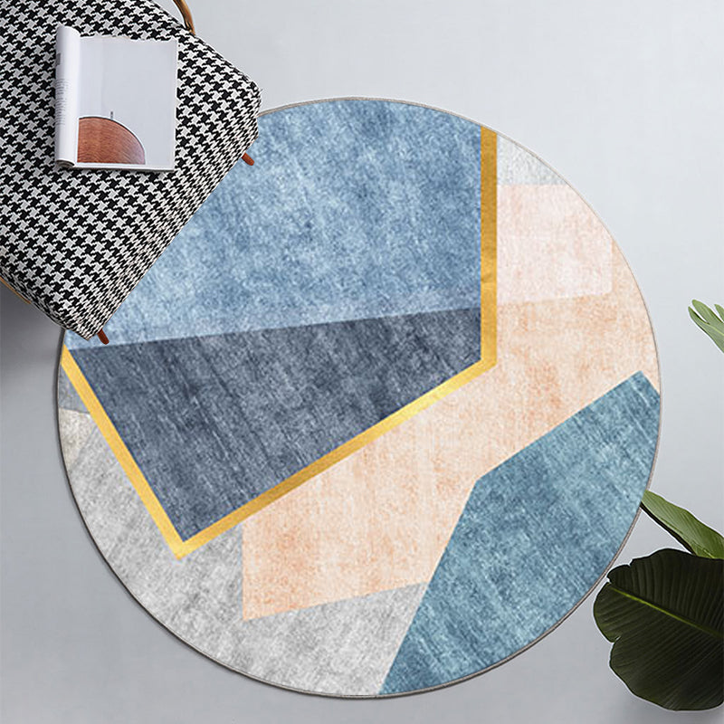 Round Graphic Printed Rug Polyester Funky Indoor Rug Stain Resistant Carpet for Home Decoration