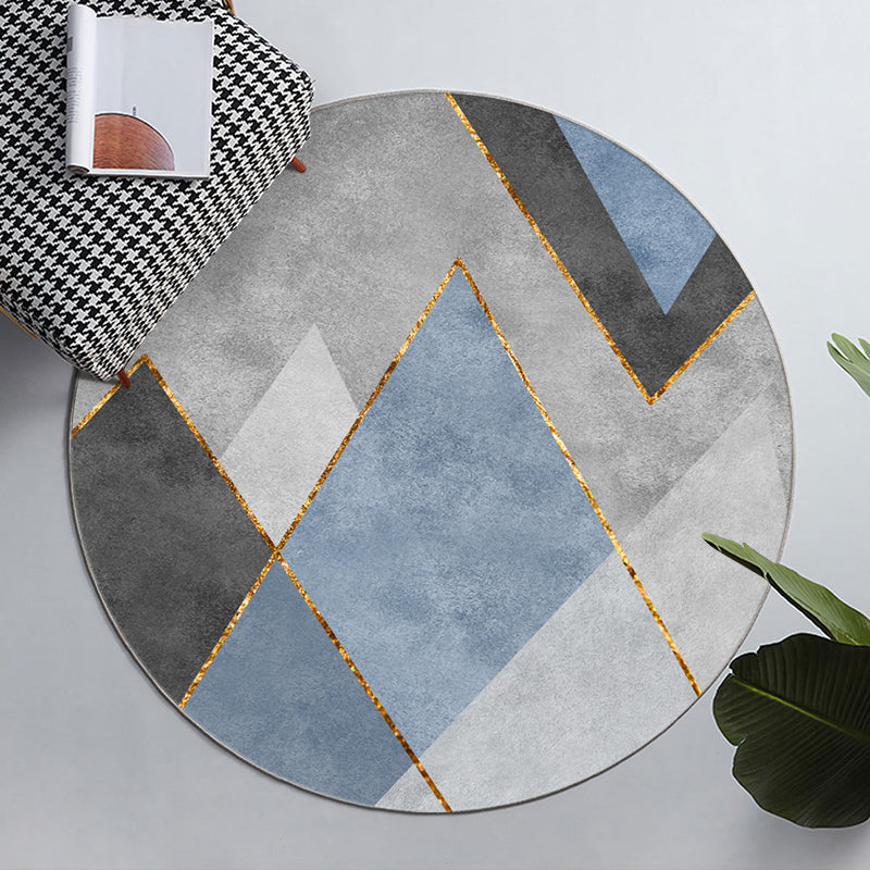 Round Graphic Printed Rug Polyester Funky Indoor Rug Stain Resistant Carpet for Home Decoration