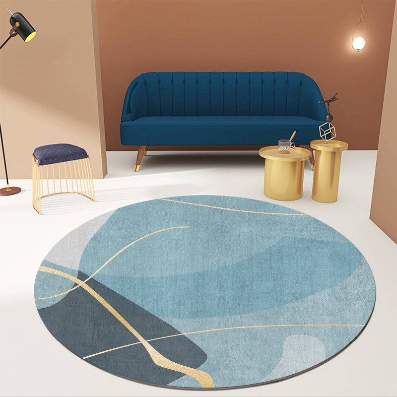 Round Graphic Printed Rug Polyester Funky Indoor Rug Stain Resistant Carpet for Home Decoration