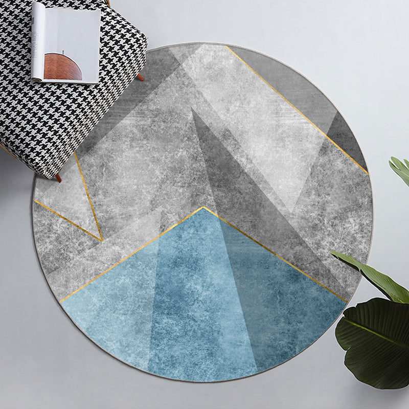 Round Graphic Printed Rug Polyester Funky Indoor Rug Stain Resistant Carpet for Home Decoration