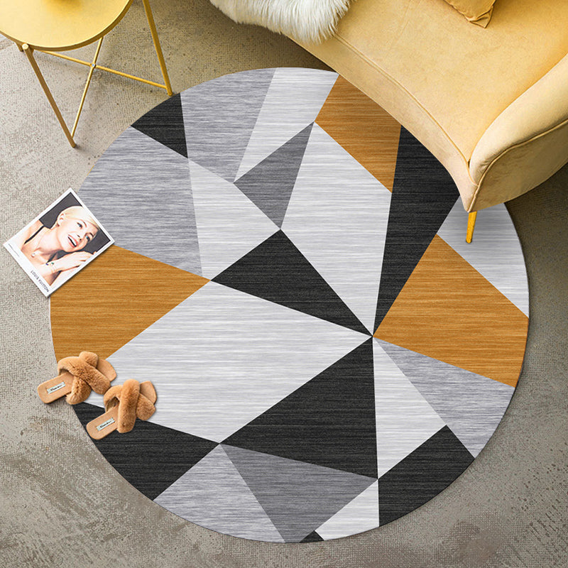 Round Graphic Printed Rug Polyester Funky Indoor Rug Stain Resistant Carpet for Home Decoration