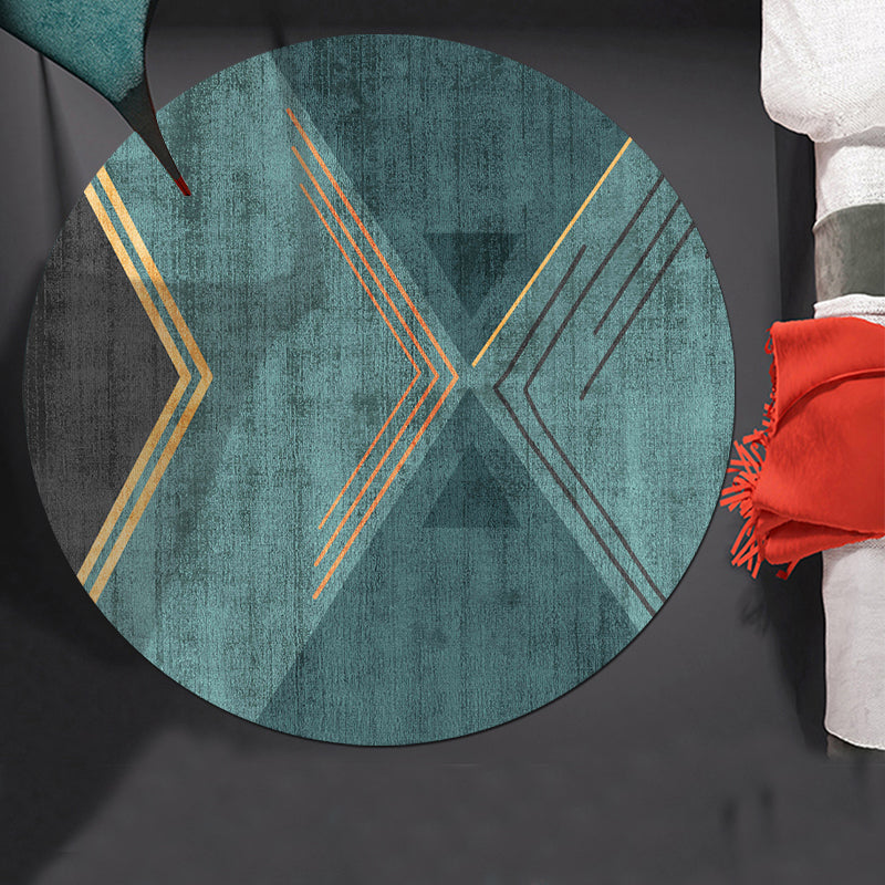 Round Graphic Printed Rug Polyester Funky Indoor Rug Stain Resistant Carpet for Home Decoration