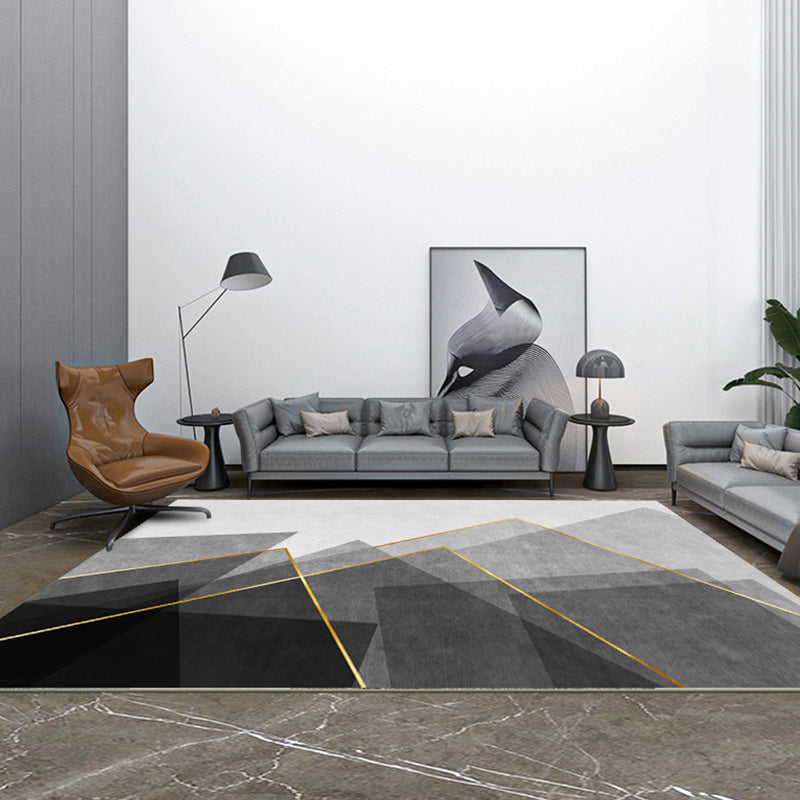 Simple Graphic Printed Carpet Polyester Indoor Carpet Non-Slip Backing Rug for Home Decoration