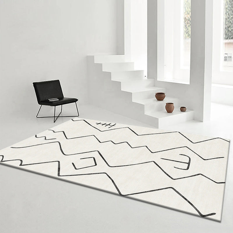 Apricot Modern Rug Blended Line Rug Non-Slip Backing Rug for Drawing Room