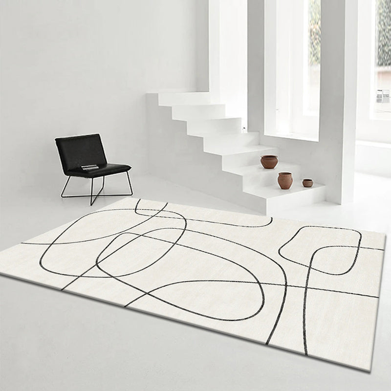 Apricot Modern Rug Blended Line Rug Non-Slip Backing Rug for Drawing Room