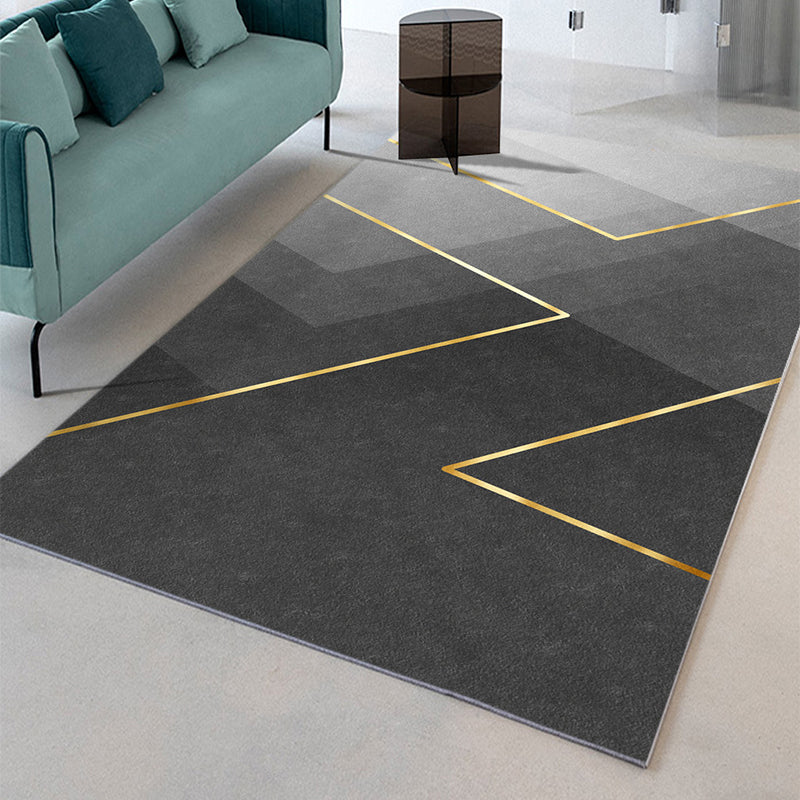 Modern Graphic Pattern Rug Polyester Area Carpet Stain Resistant Indoor Rug for Living Room