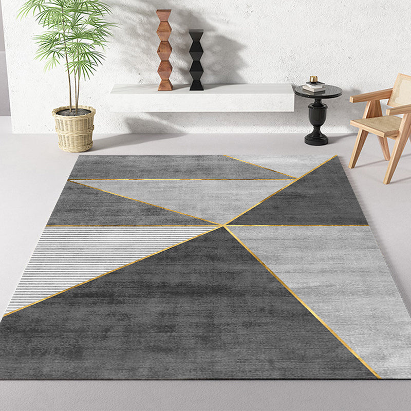 Modern Graphic Pattern Rug Polyester Area Carpet Stain Resistant Indoor Rug for Living Room