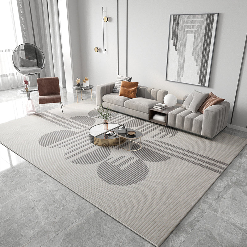 Khaki Modern Carpet Geometric Pattern Polyester Area Rug Easy Care Rug for Home Decor