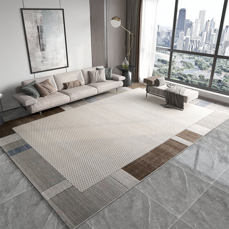 Khaki Modern Carpet Geometric Pattern Polyester Area Rug Easy Care Rug for Home Decor