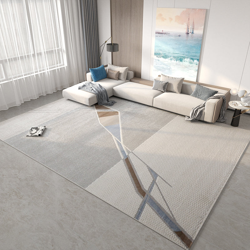 Khaki Modern Carpet Geometric Pattern Polyester Area Rug Easy Care Rug for Home Decor