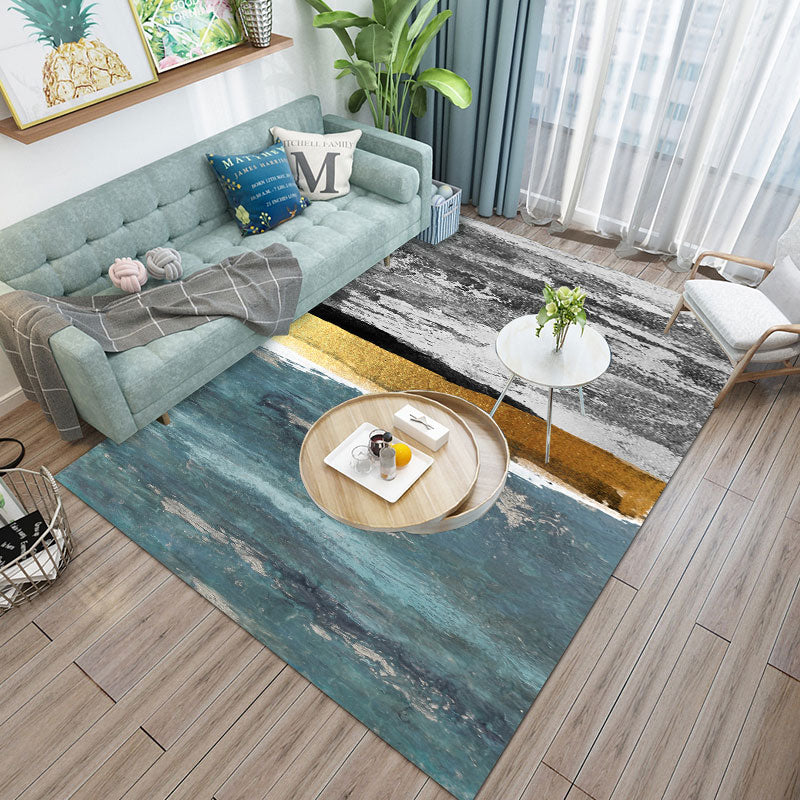 Black Modern Rug Carpet Blending Graphic Carpet Washable Carpet for Living Room