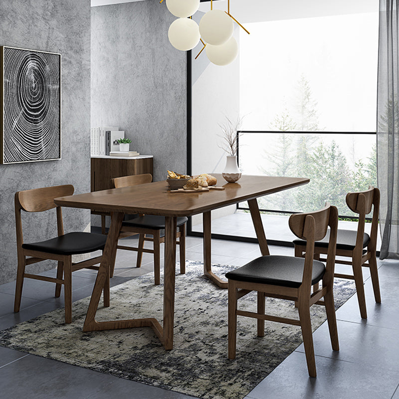 Table à manger en bois de cendres contemporain double piédestal à base de bois massif de base de base pour la maison