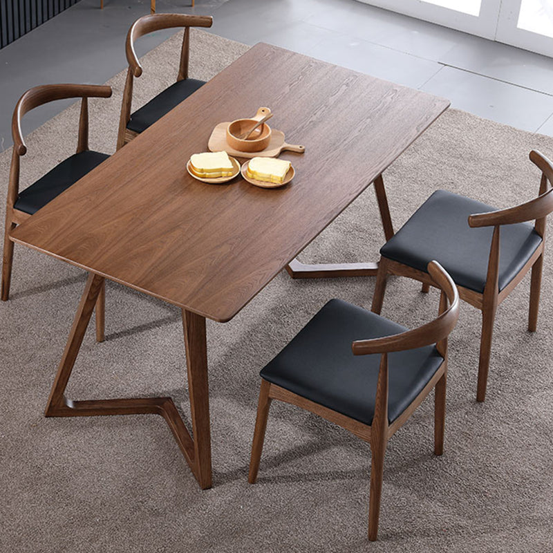 Table à manger en bois de cendres contemporain double piédestal à base de bois massif de base de base pour la maison