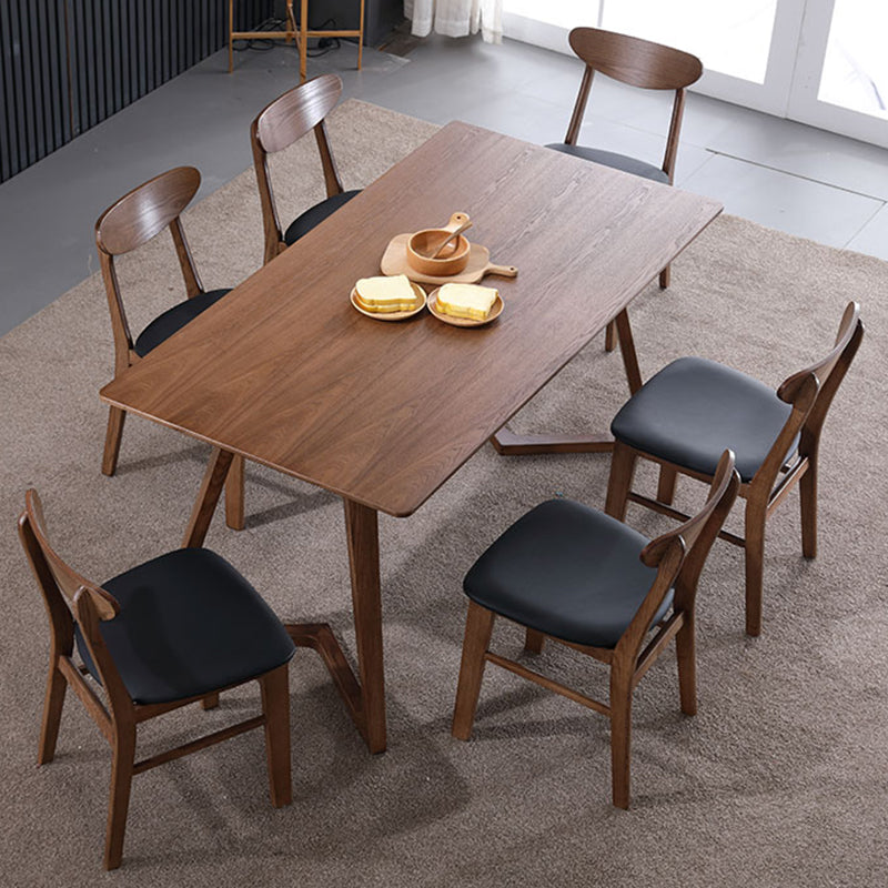 Table à manger en bois de cendres contemporain double piédestal à base de bois massif de base de base pour la maison